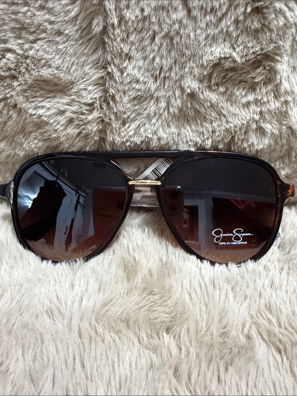Jessica Simpson Tortoise Shell and Gold Aviator Sunglasses